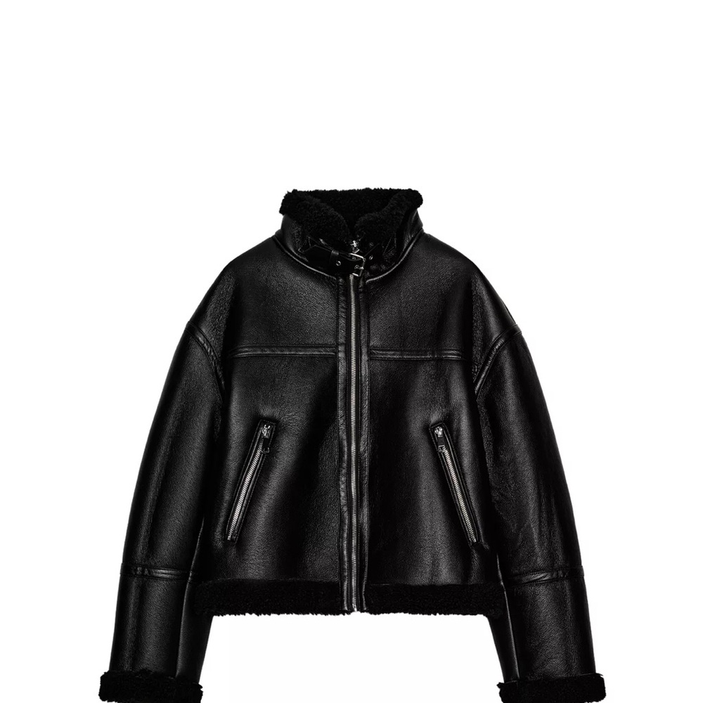 ZARA DOUBLE-FACED FLEECE BLACK JACKET